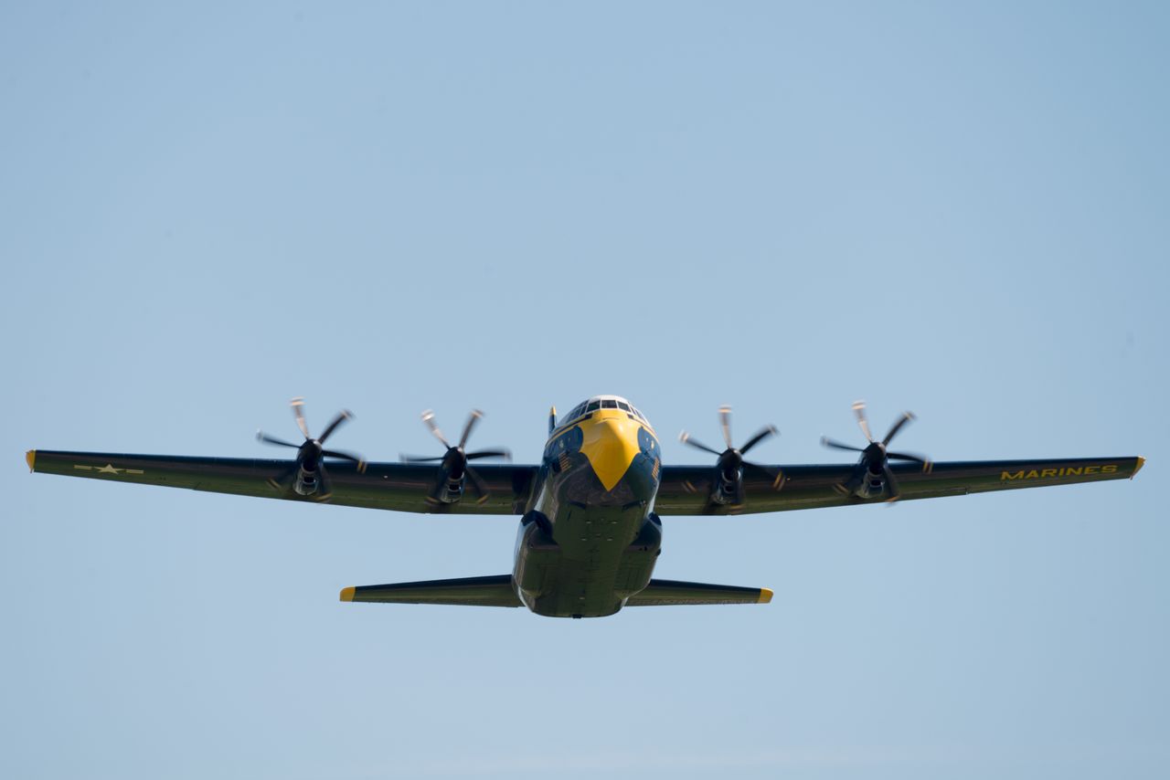 c 130 hercules military aircraft in flight at a fairfield air show in