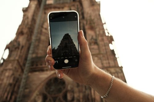 Free stock photo of cell phone, old church Stock Photo
