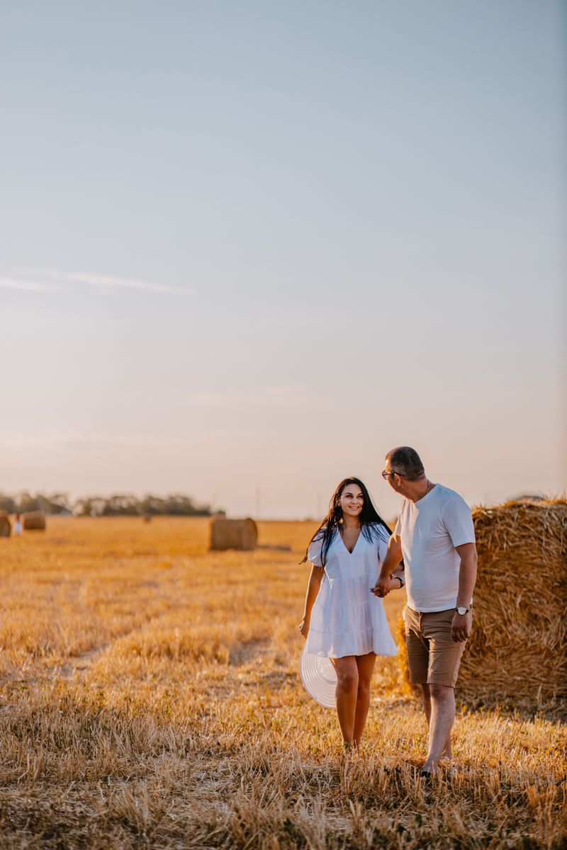 Couple in wheat field