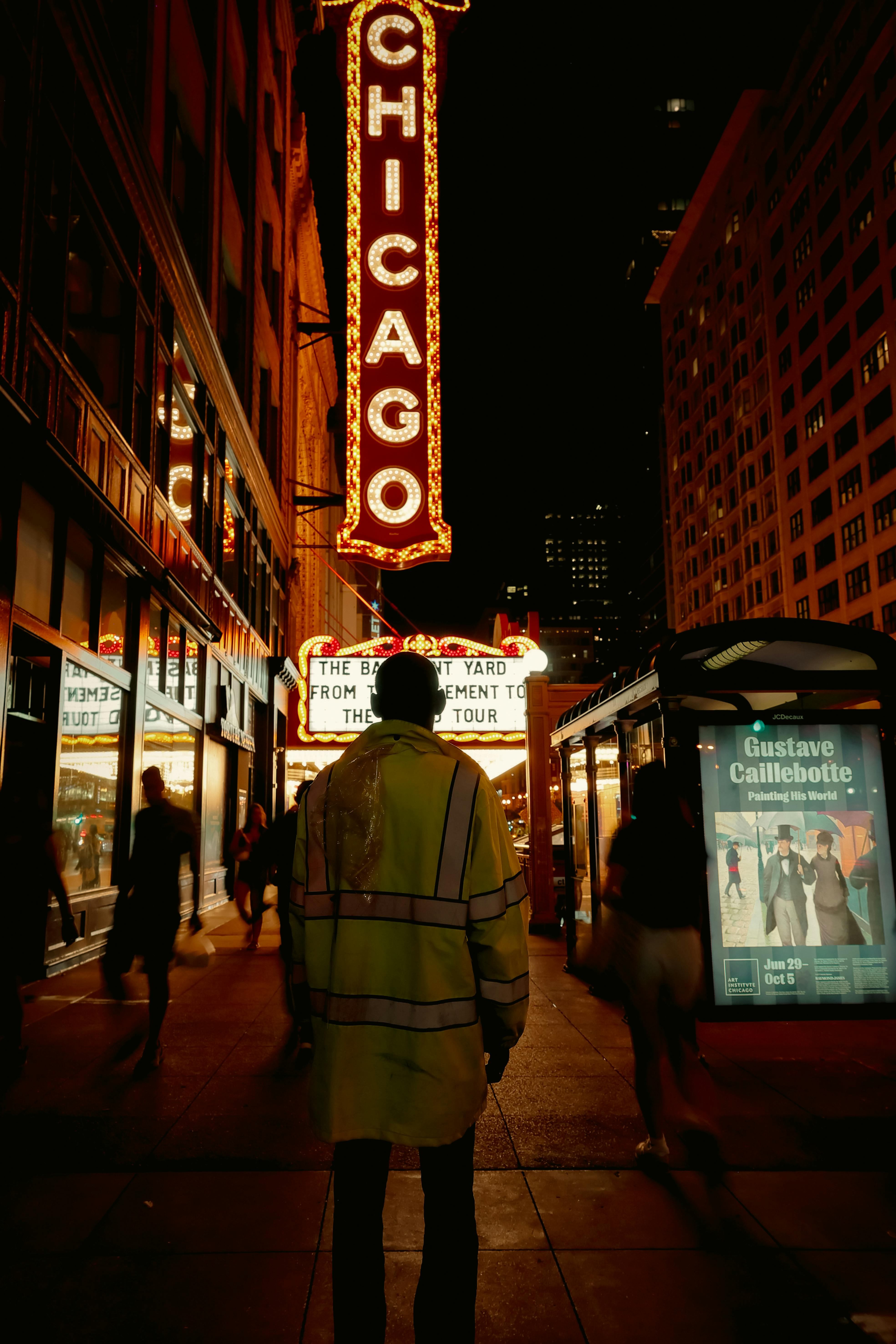 Ücretsiz Chicago Tiyatrosu'nda Gece Sahnesi Tabelası Stok Fotoğraflar