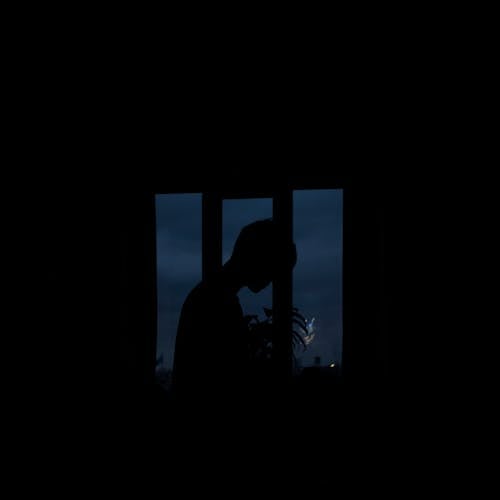 Silhouette of Person Standing Near Window