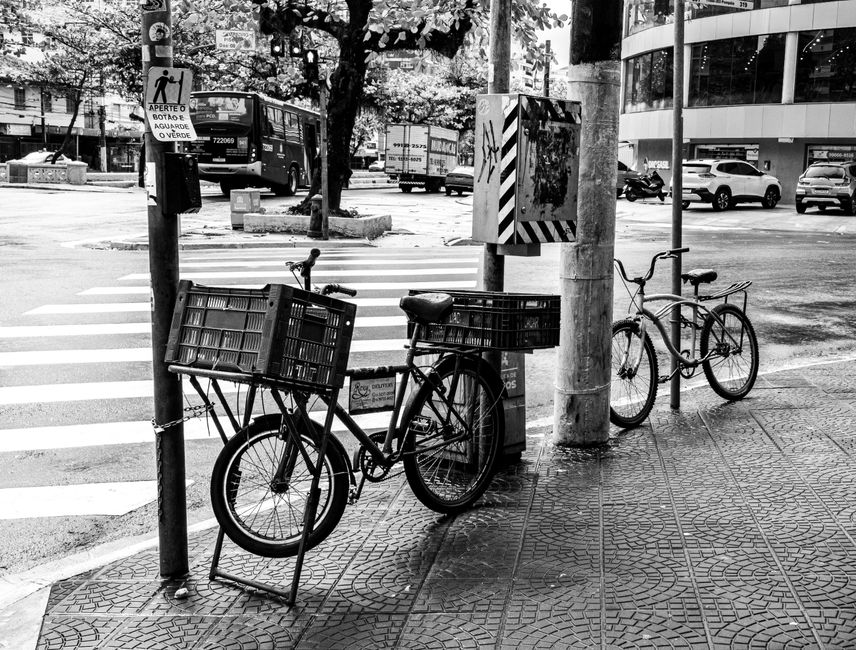 delivery bike parked city street