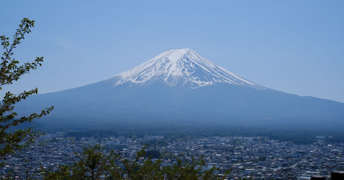 Mount Fuji over town