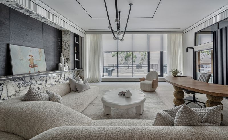 Bespoke furniture composition in an elegant Miami living room