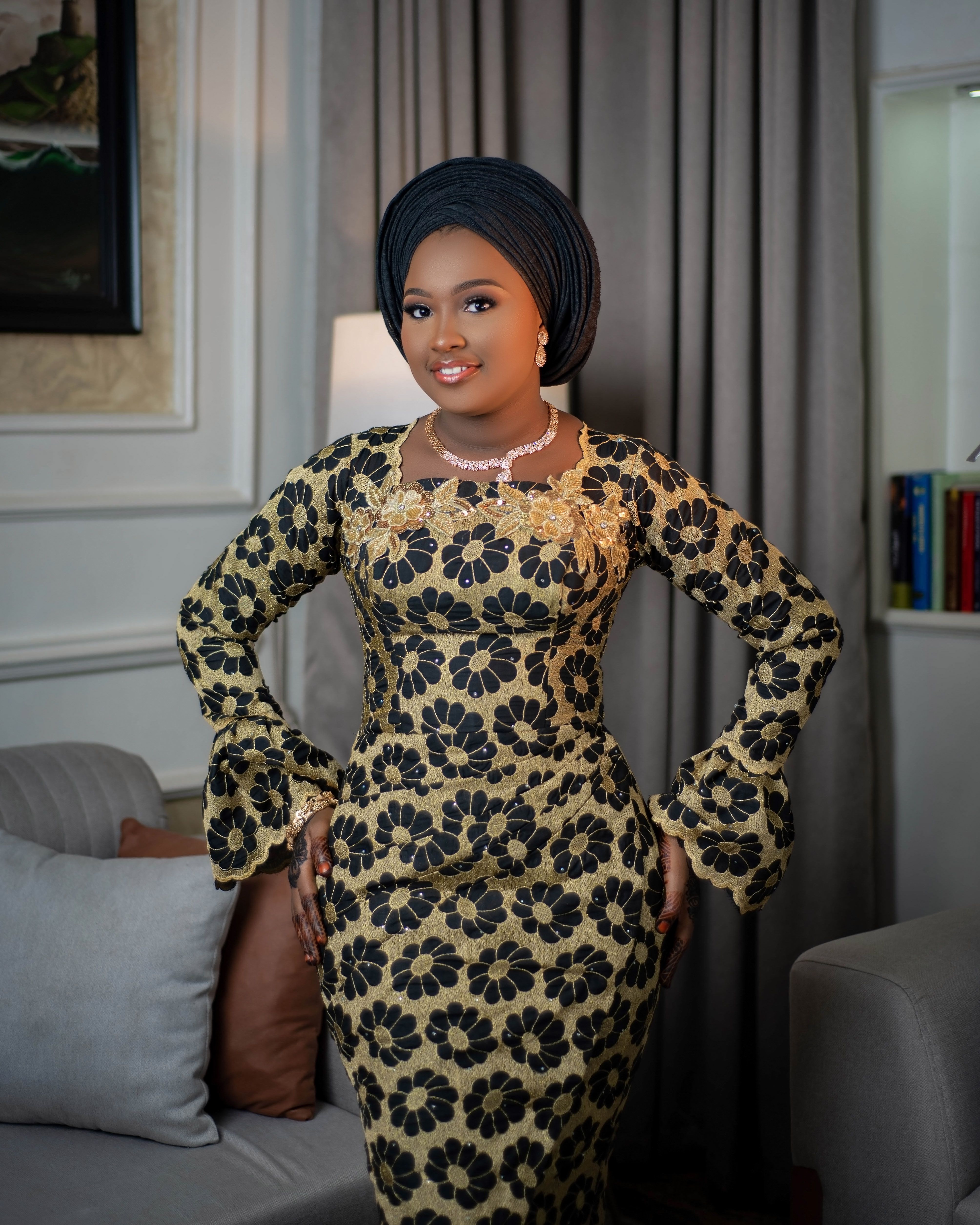 Elegant Woman in Traditional African Attire Indoors · Free Stock Photo