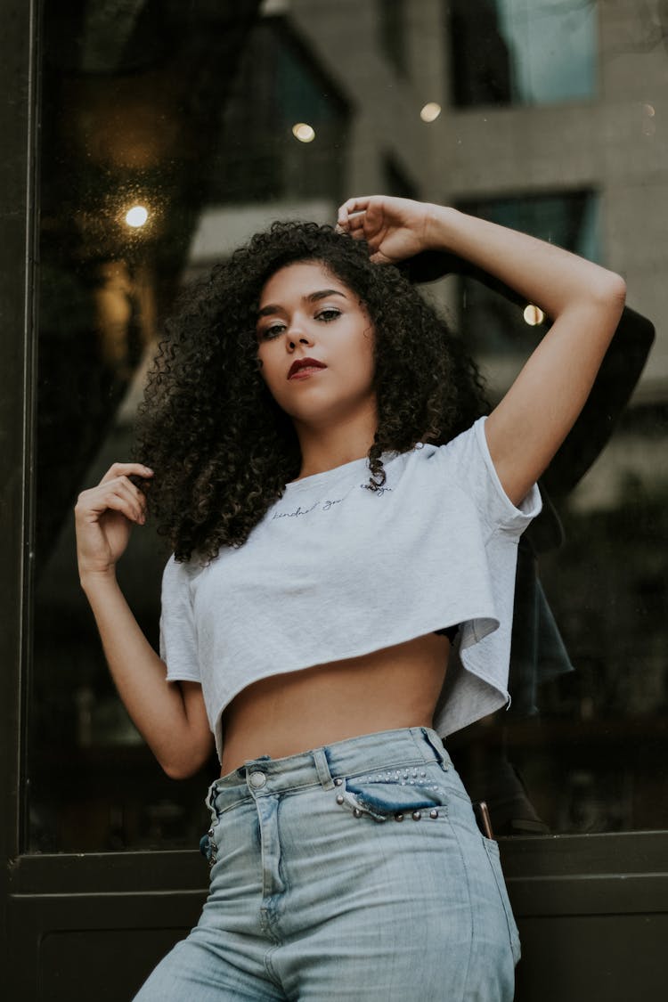 Woman Wearing White Crop Top