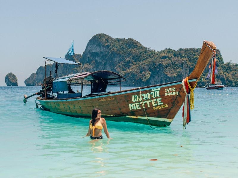 Thailand longtail boat turquoise water