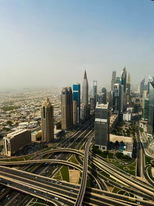 Aerial View of Sheikh Zayed Road in Dubai Cityscape · Free Stock Photo