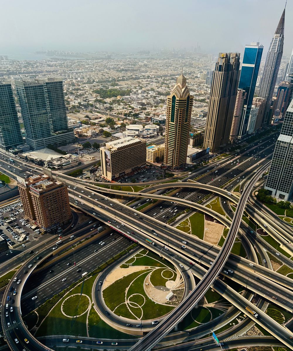 Aerial view of Dubai development land and infrastructure