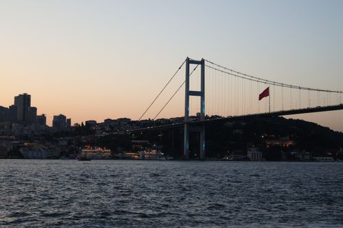 Free Scenic view of the Bosphorus Bridge at sunset in Istanbul, Turkey. Stock Photo