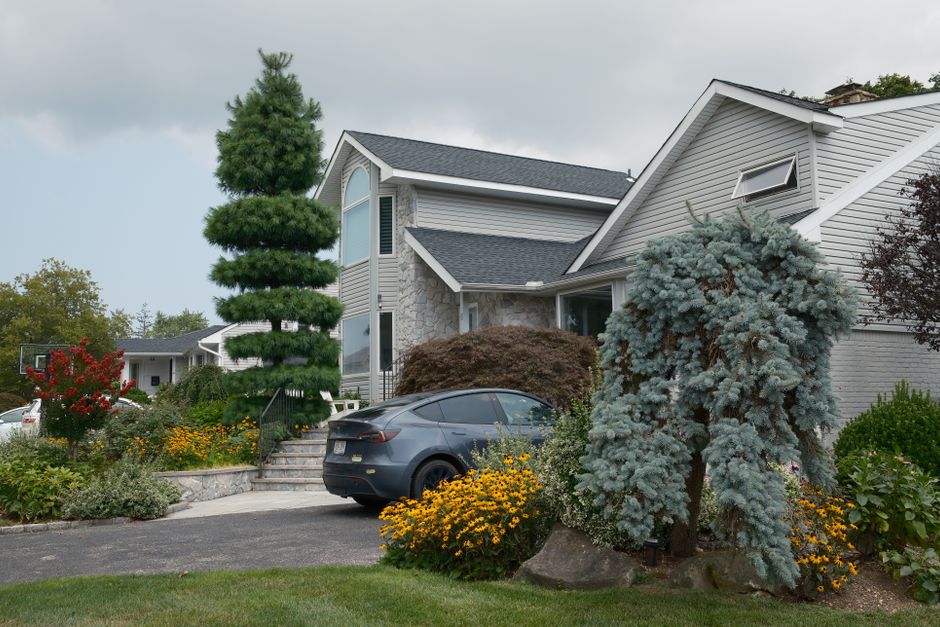 Modern suburban home with lush garden landscaping — catalpa tree placement for Surrey BC properties