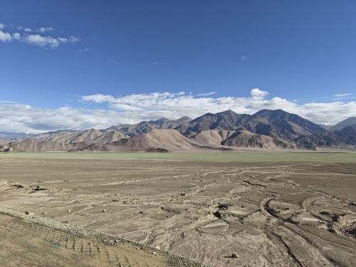 Free A vibrant view of the barren yet beautiful mountains in Leh Ladakh, India under a blue sky. Stock Photo