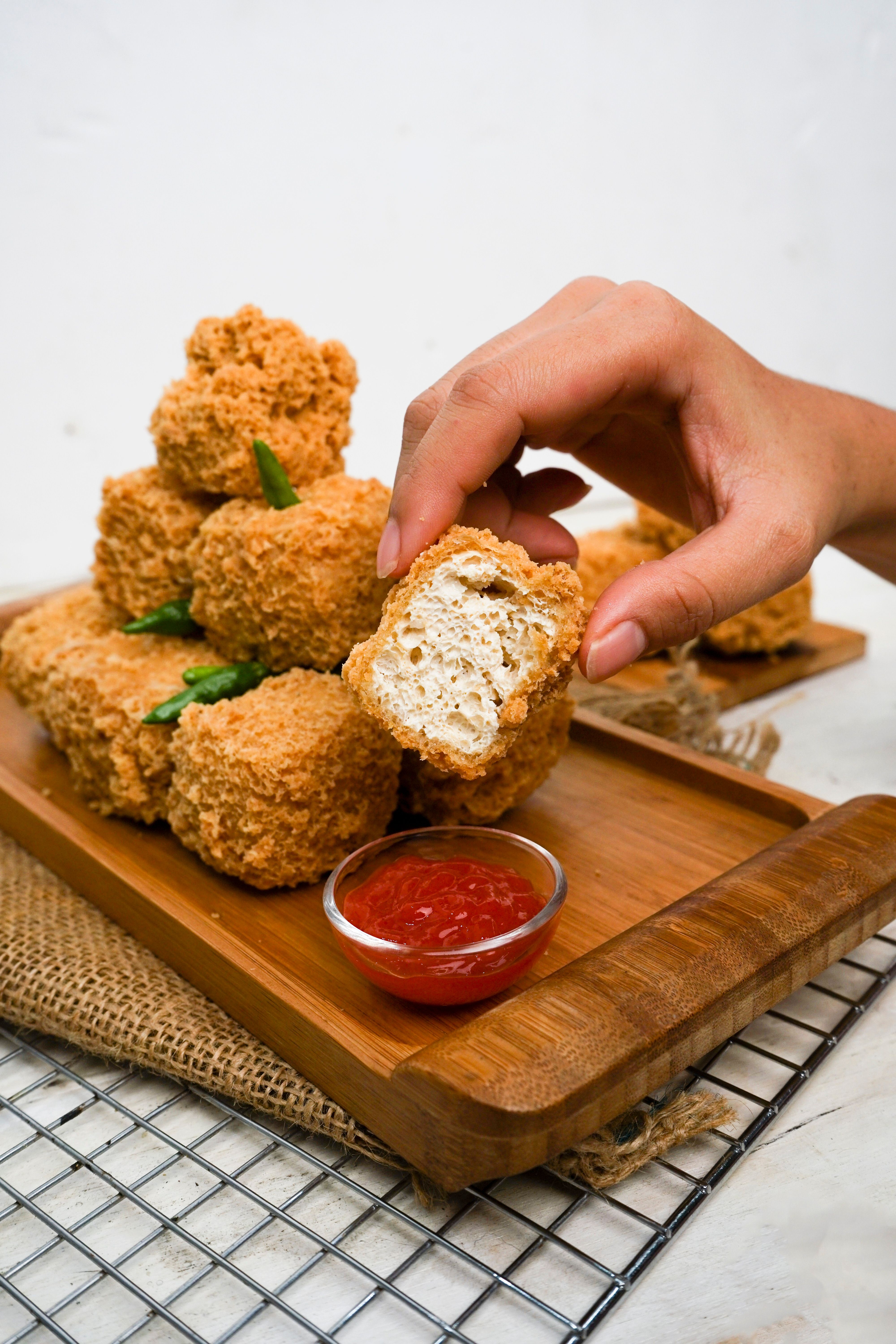 Crispy Indonesian Fried Tofu Stack · Free Stock Photo