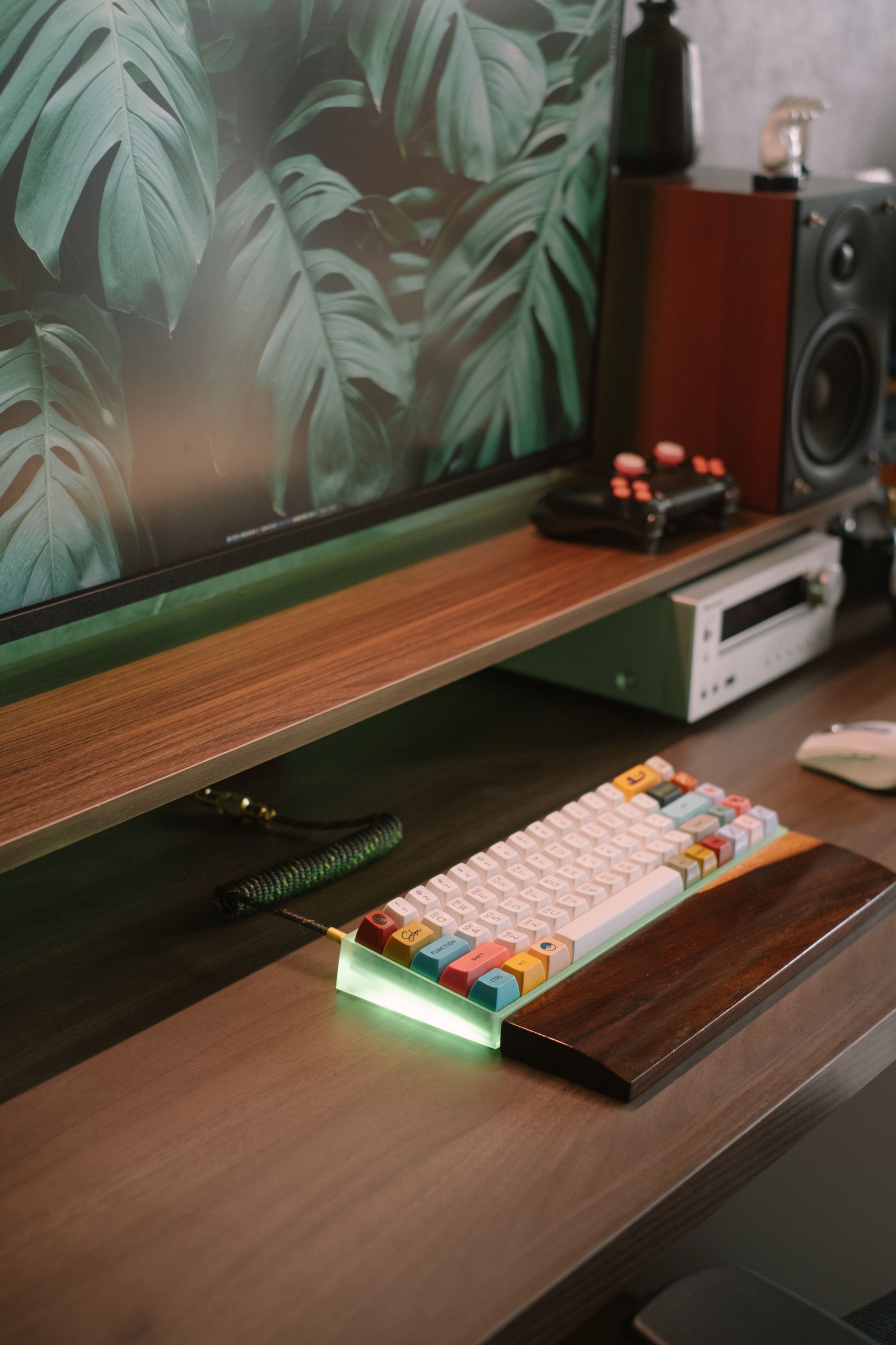 Modern Workstation with RGB Mechanical Keyboard · Free Stock Photo