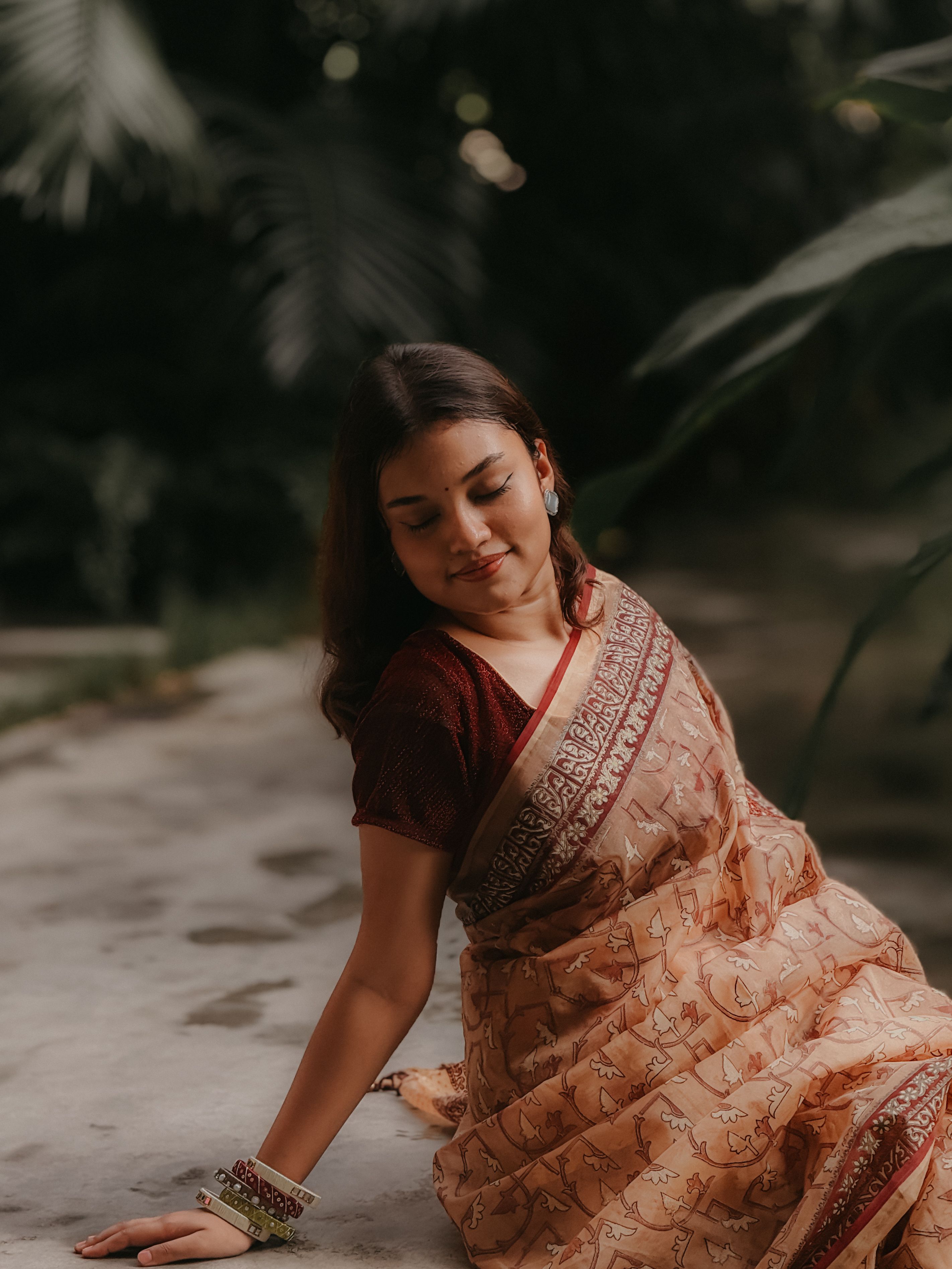 Young Woman in Traditional Saree Outdoors · Free Stock Photo