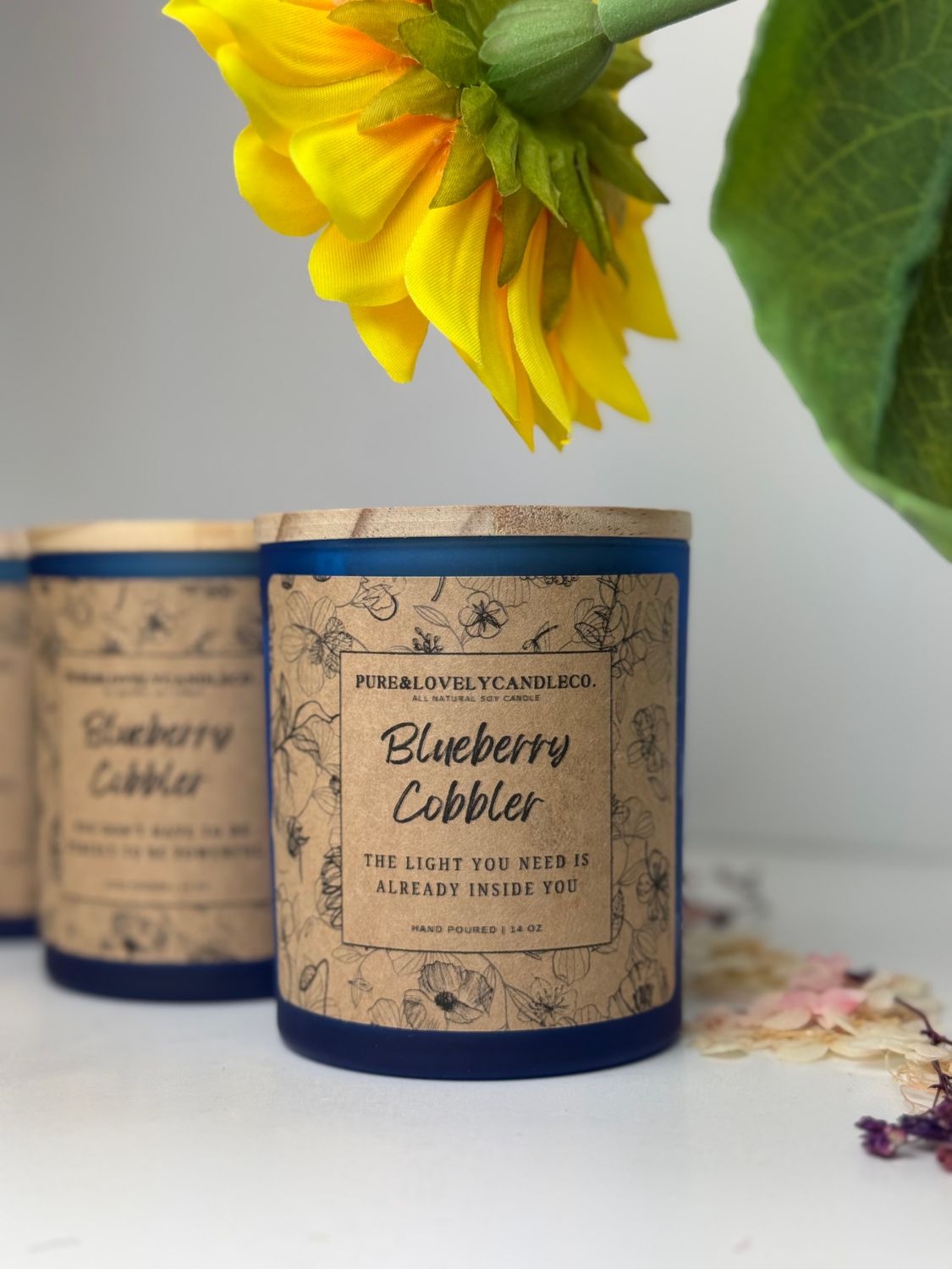 Sunflower Decor with Blueberry Cobbler Candle · Free Stock Photo