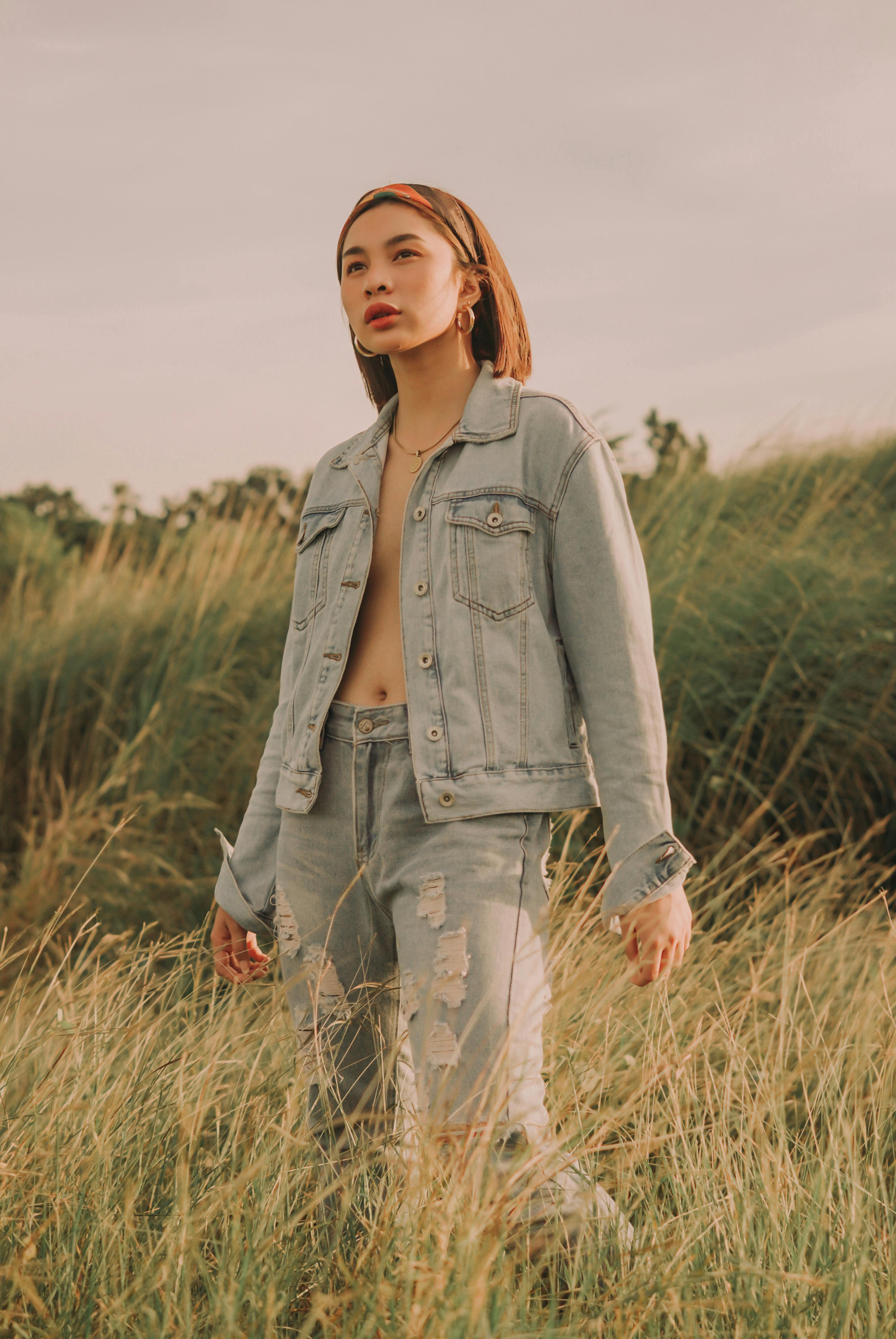 Photo Of Woman Wearing Denim Jacket