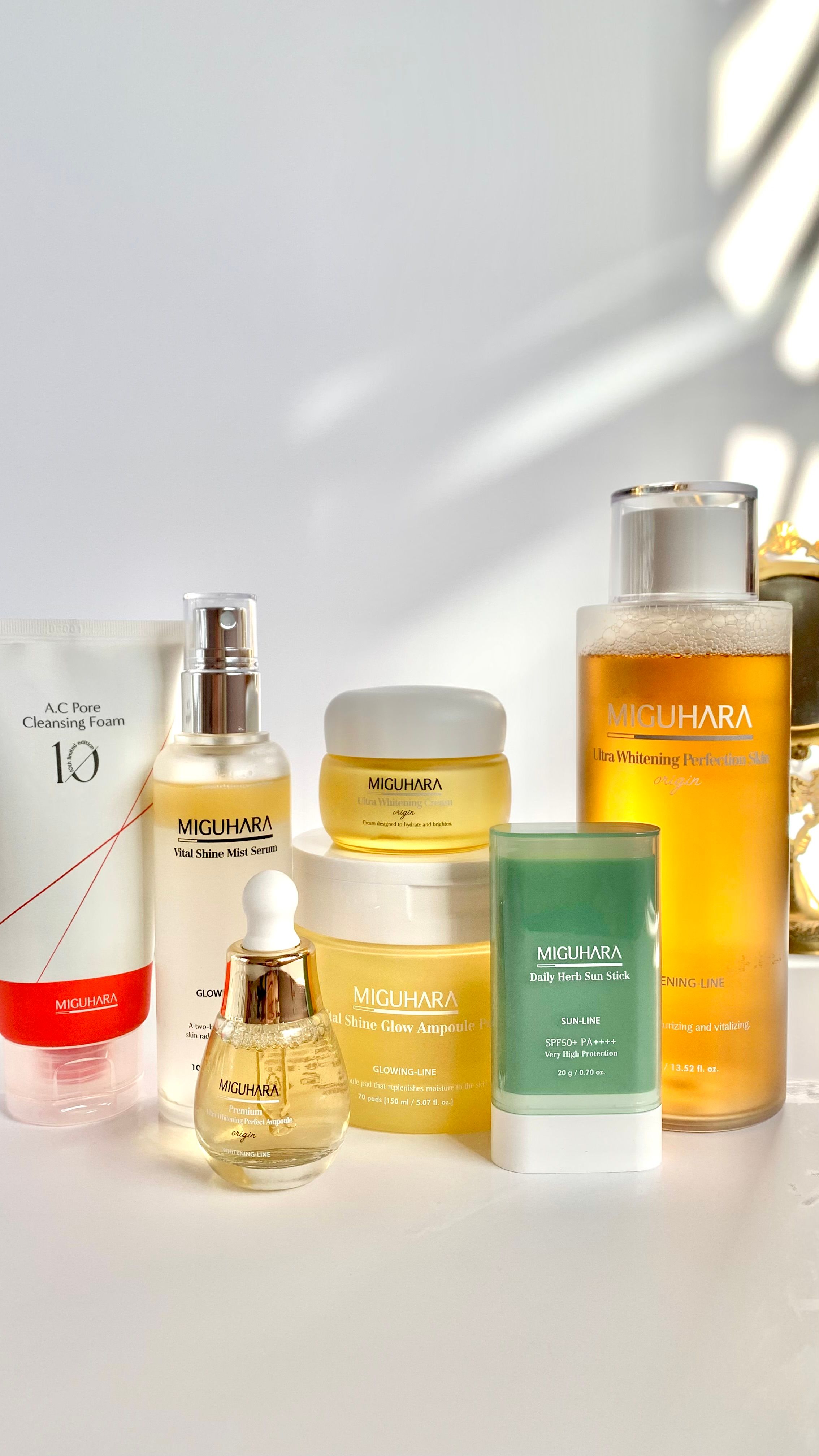 Skincare products arranged together for a multi-step skincare routine