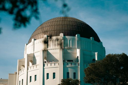 Free Close-up view of Griffith Observatory's iconic dome in Los Angeles, with clear skies. Stock Photo