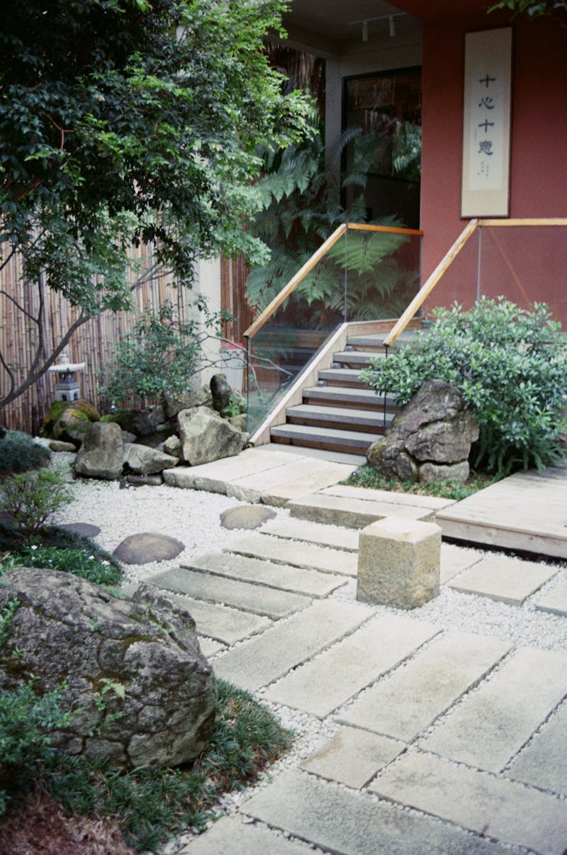 Stone garden path designed for four-season interest by Insite Landscape
