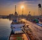 White and Green Cargo Ship