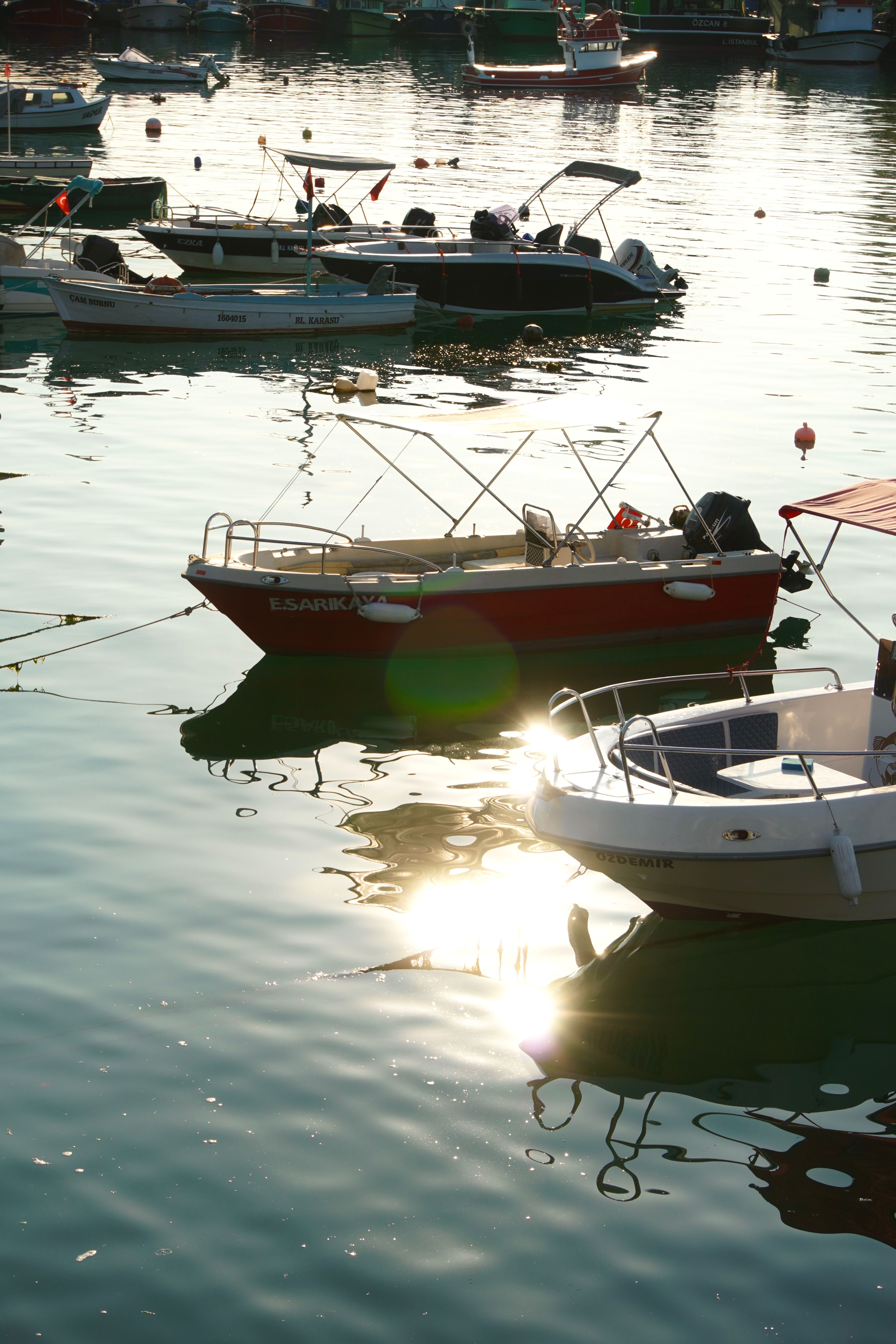 Serene Harbor with Boats at Sunset · Free Stock Photo