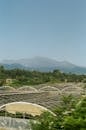 Greenhouses and Mount Etna in Sicily Landscape
