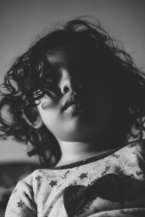 Monochrome Photo Of Child 