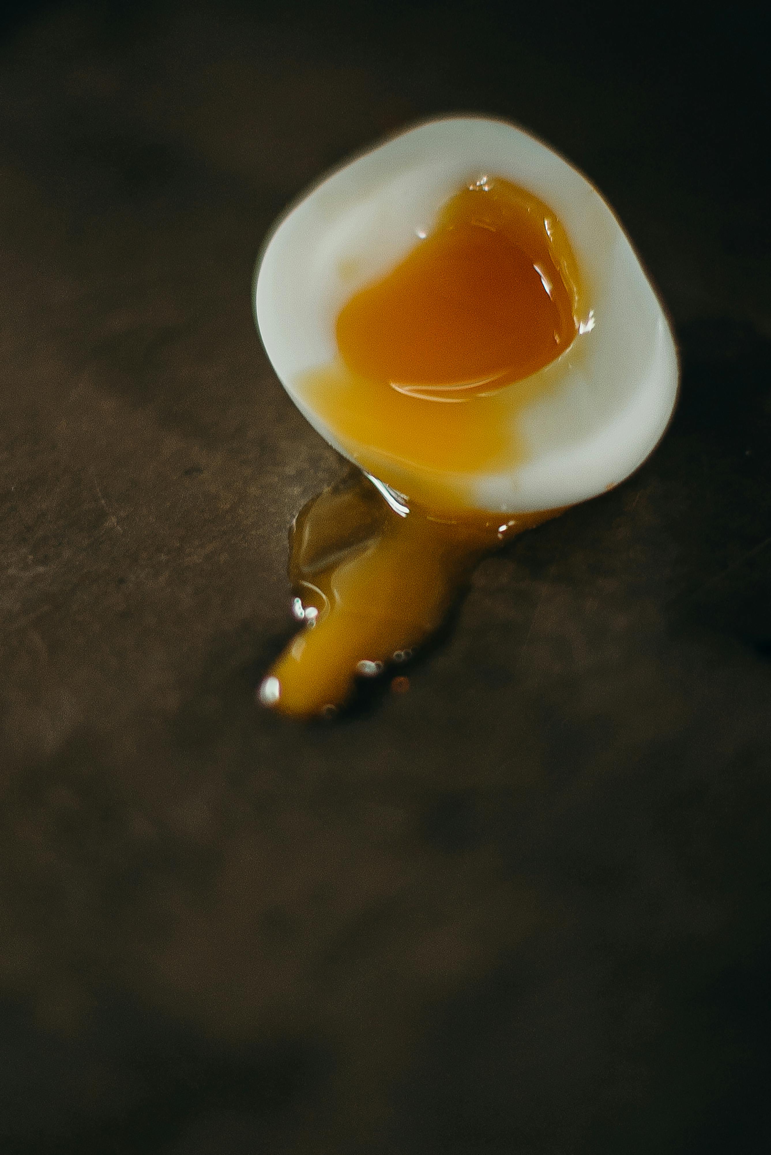 Soft boiled egg cut open yolk white cut out cut-out Stock Photo - Alamy