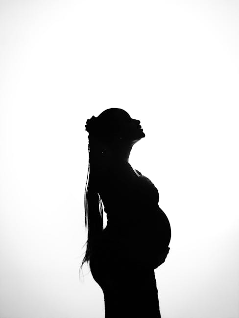 Silhouette of a pregnant woman, emphasizing beauty and motherhood.