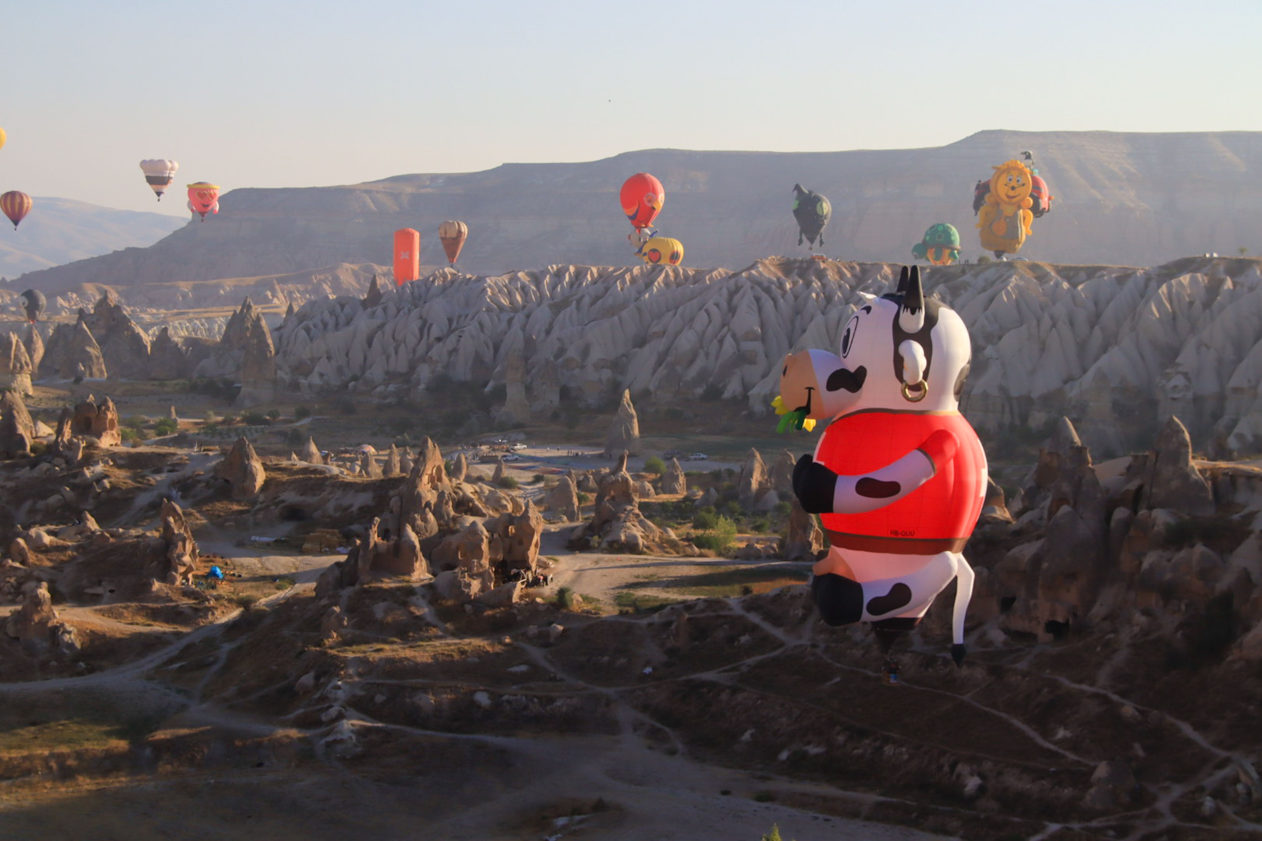Hot Air Balloons Over Cappadocia Landscape · Free Stock Photo
