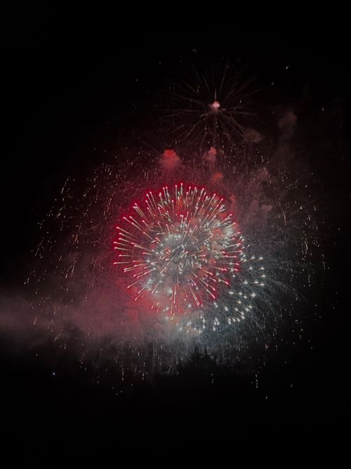 Free Captivating fireworks lighting up the night sky with vibrant colors and dazzling patterns. Stock Photo