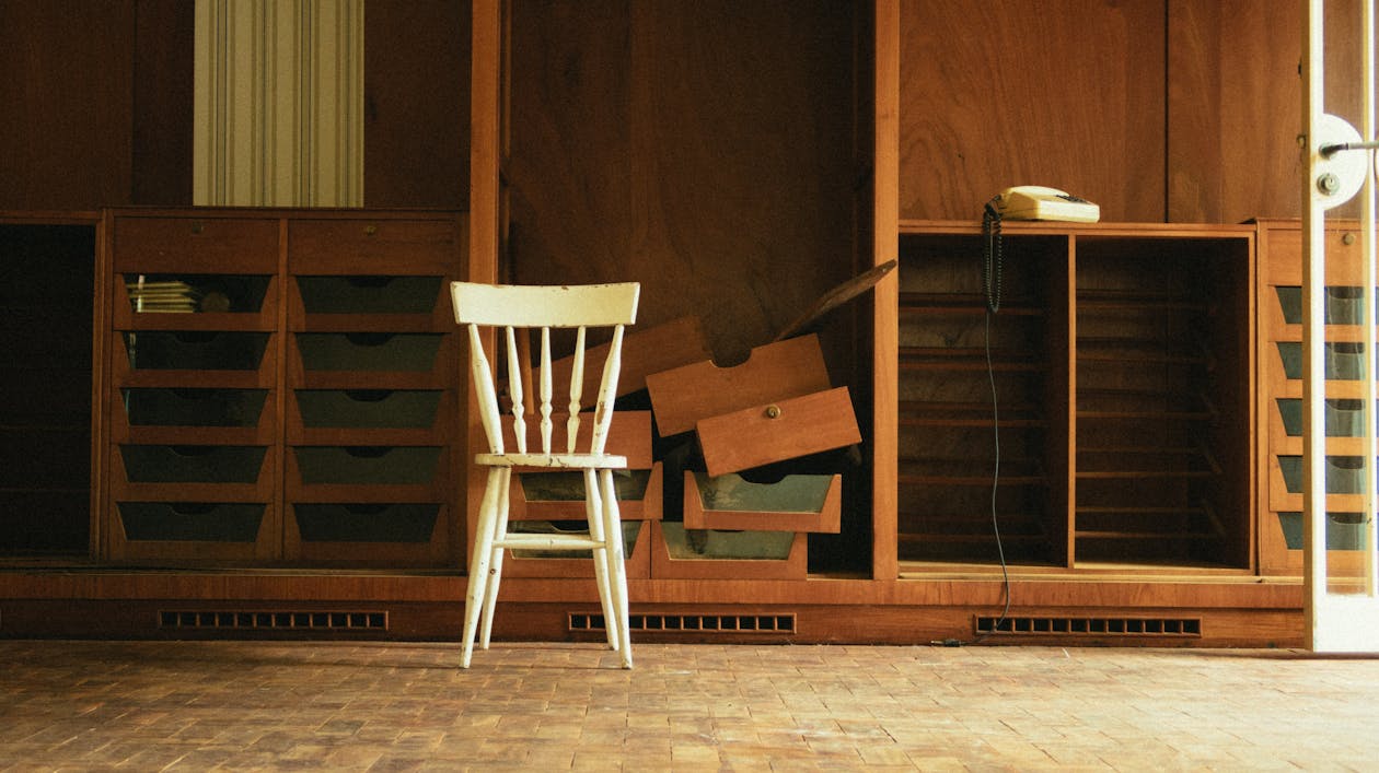 White Wooden Armless Chair