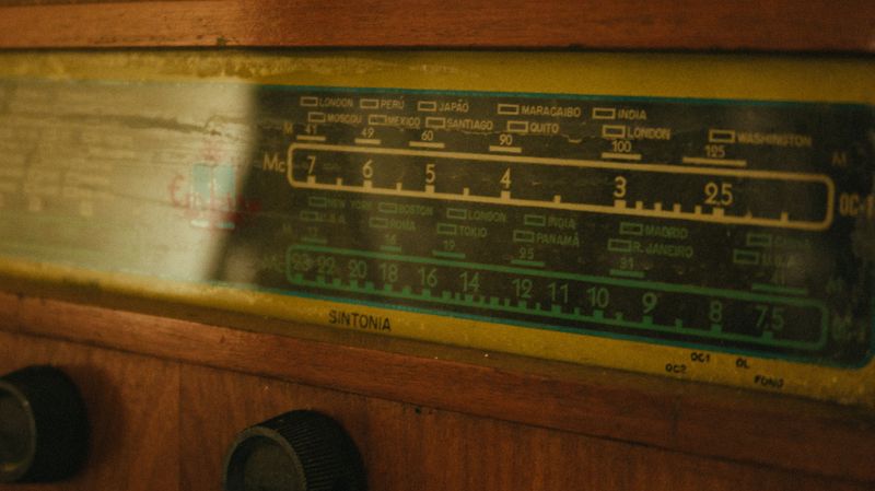 Ham radio transceiver on operator bench