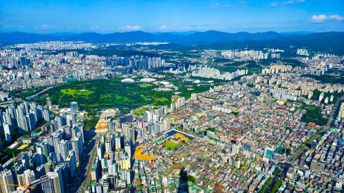 Free A view of Olympic Park as seen from Lotte World Tower Stock Photo