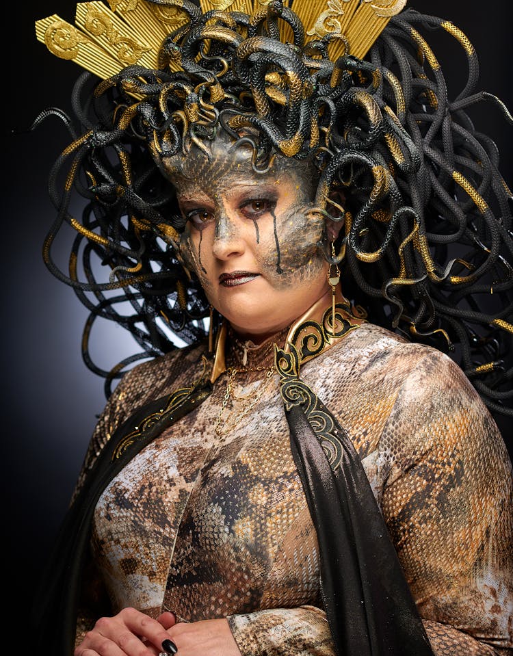 A Woman Dressed As Medusa