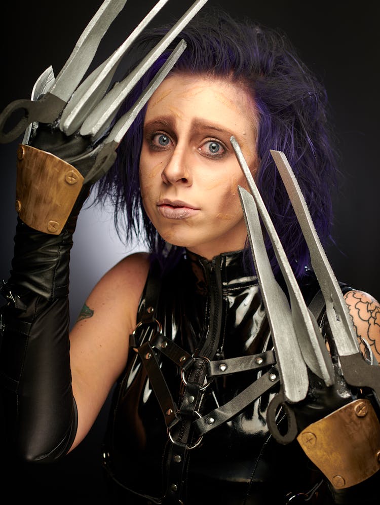 A Woman Dressed As Edward Scissor Hands