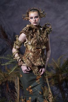 Elegant model in fantasy costume inspired by nature, showcasing intricate details and artistry. - Fotografer Sidoarjo