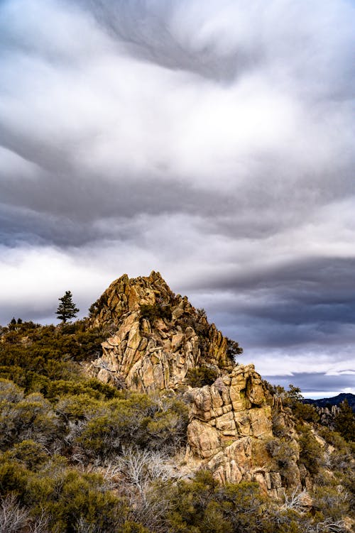 Rocky Mountain Under Cloudy Sky