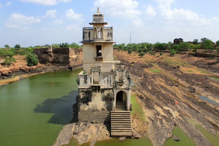 An Aerial Shot Of The Rani Padmini Mahal In Chittorgarh