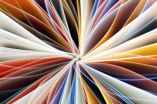 Free Vibrant abstract design resembling a paper fan with dynamic lines and colors. Stock Photo