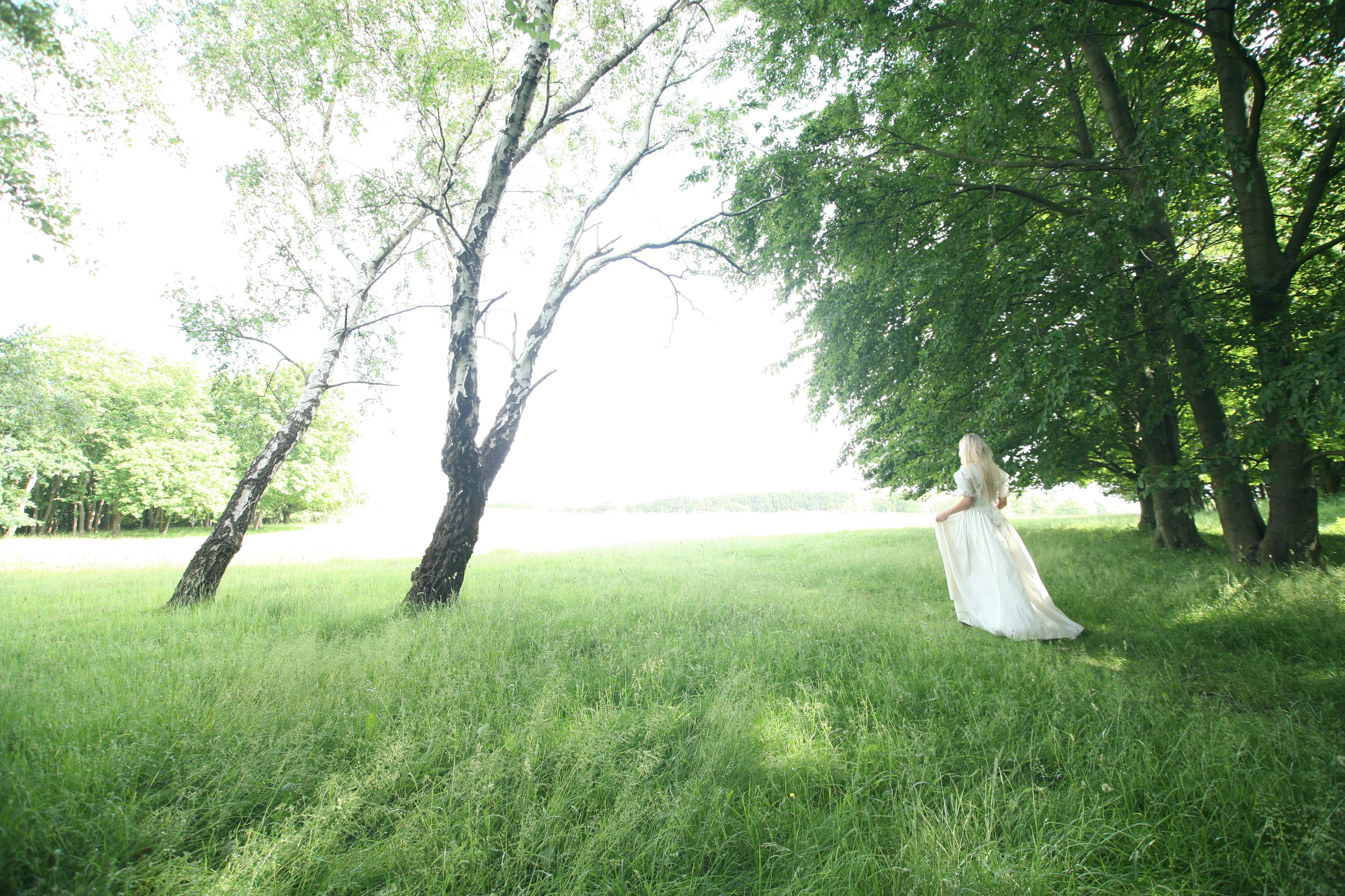 Woman Walking Behind Trees · Free Stock Photo