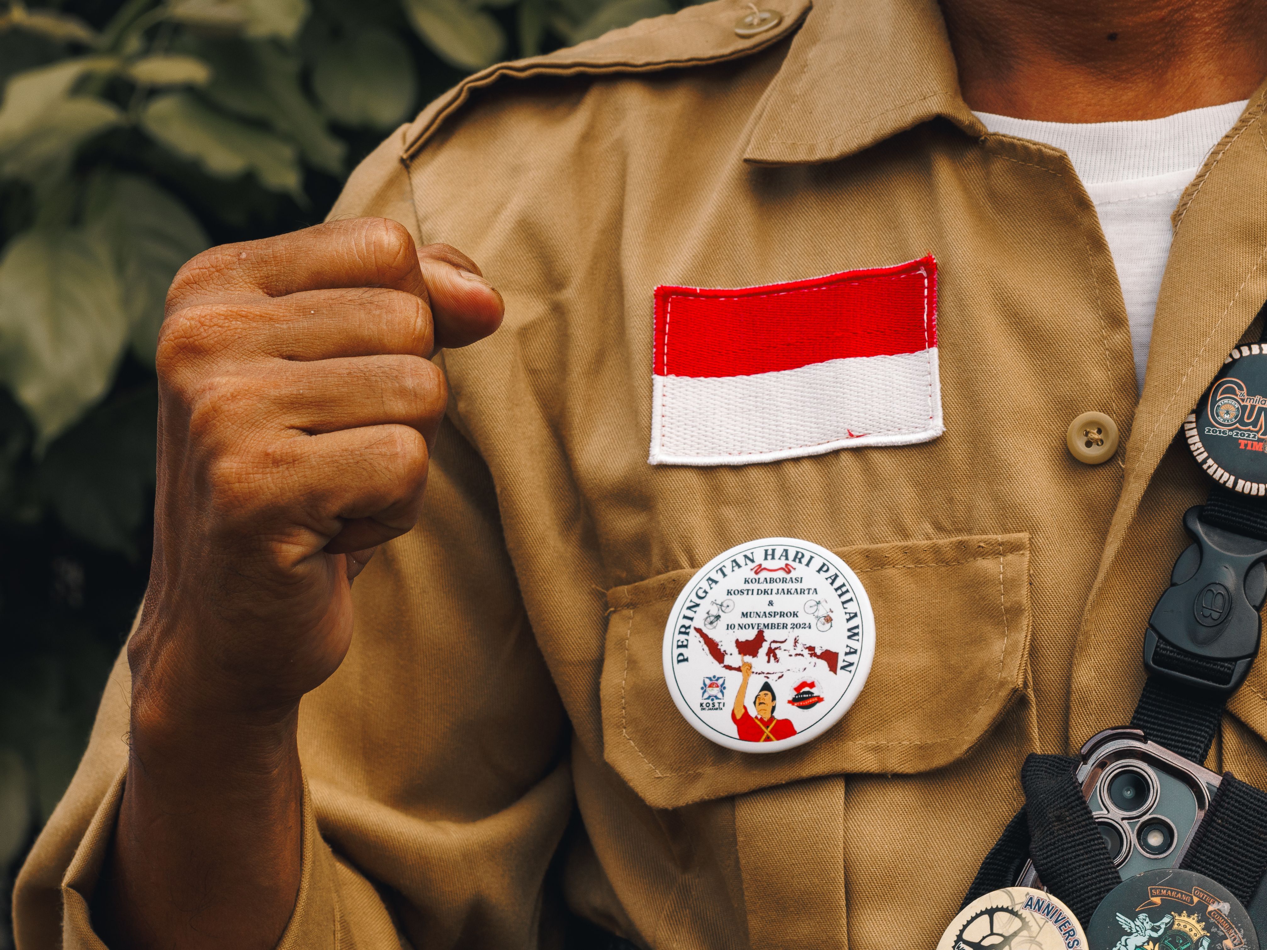 Person in Uniform with Indonesian Flag Patch