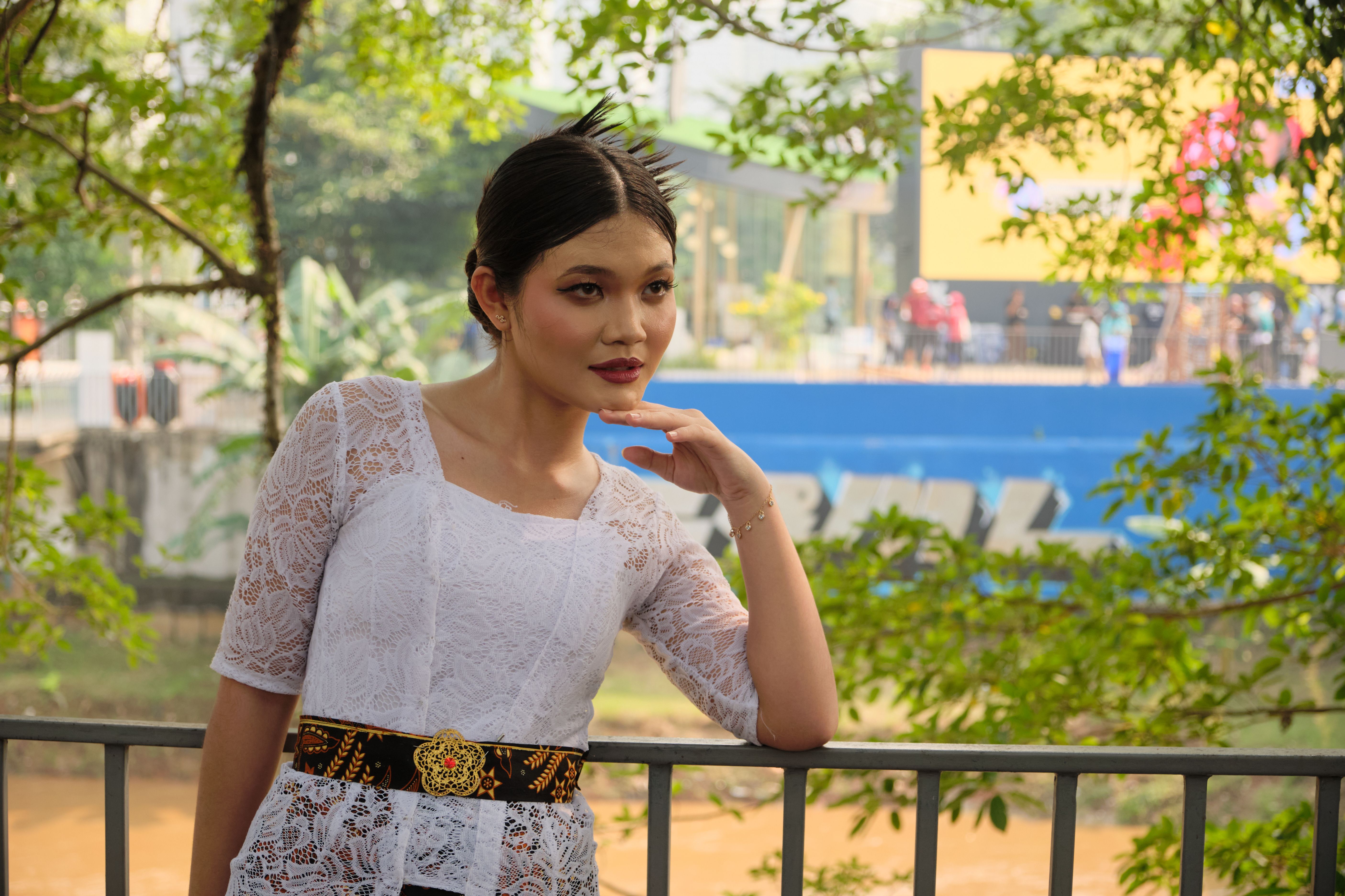 Portrait of a Young Woman in Traditional Indonesian Attire