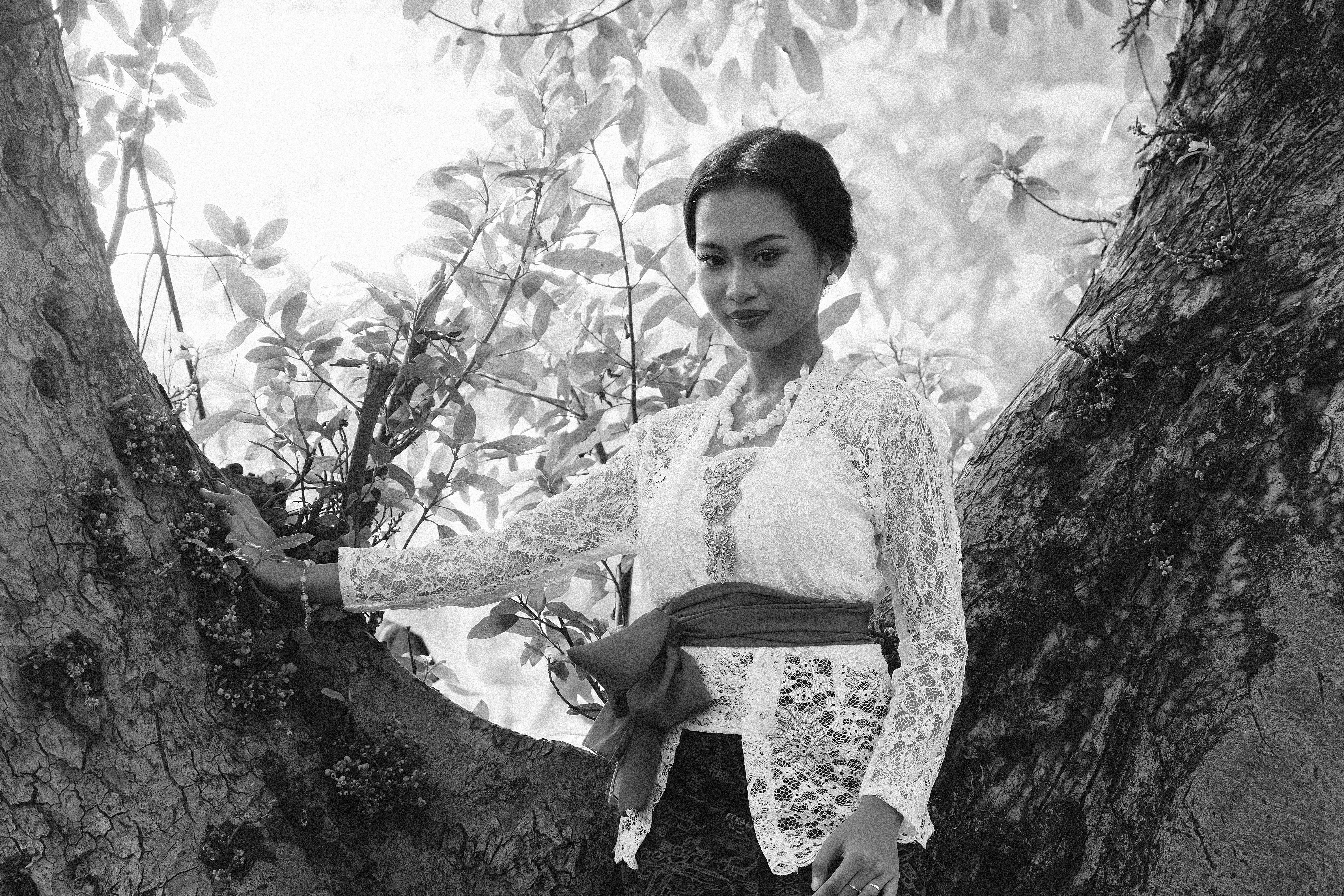 Elegant Woman in Traditional Indonesian Kebaya