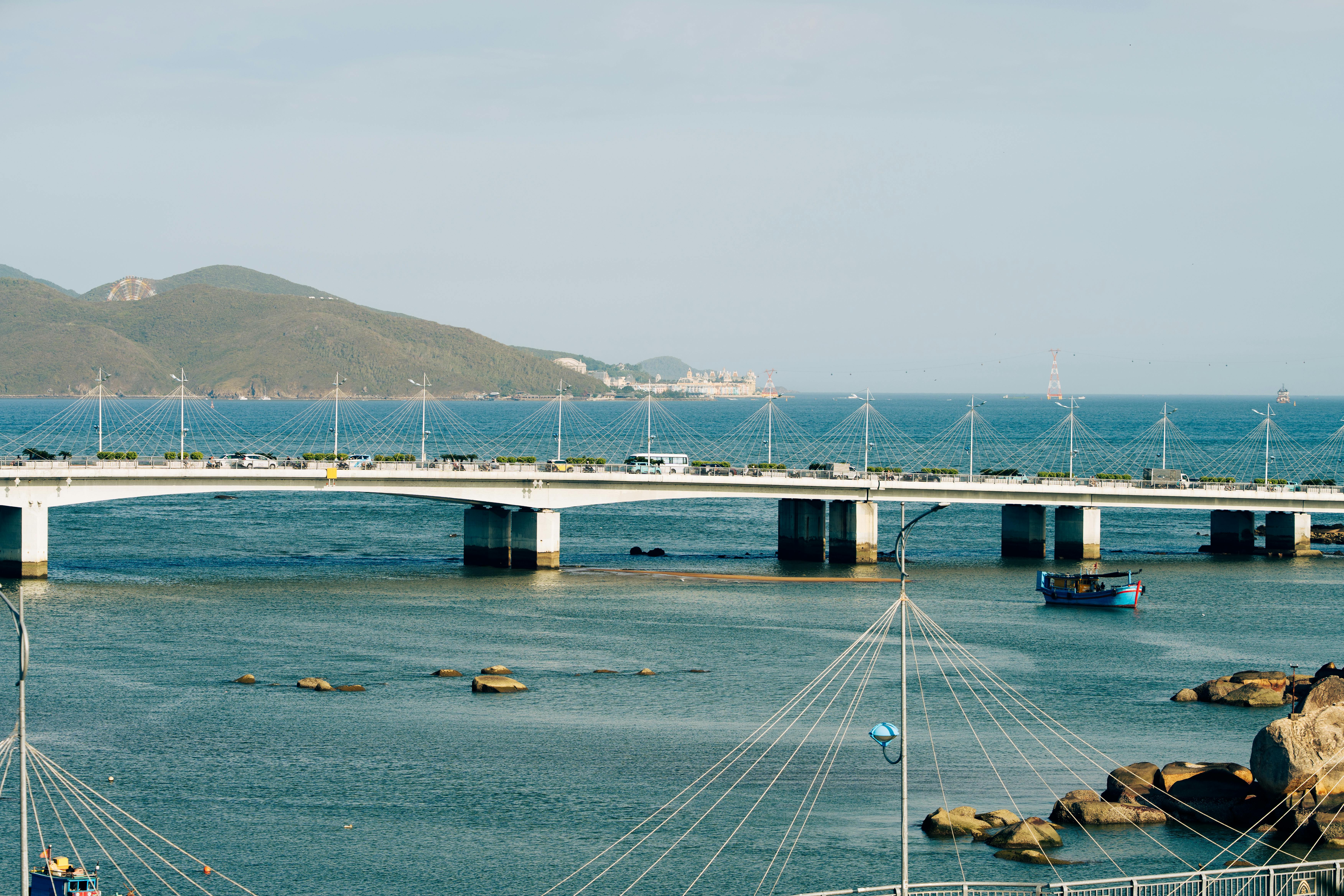 Muui-do island coastal view with Hanagae Beach, the Muuidaegyo bridge, and the cable car