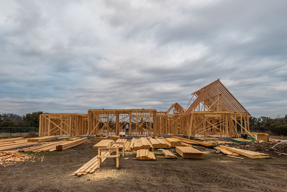 Wood-framed house under construction
