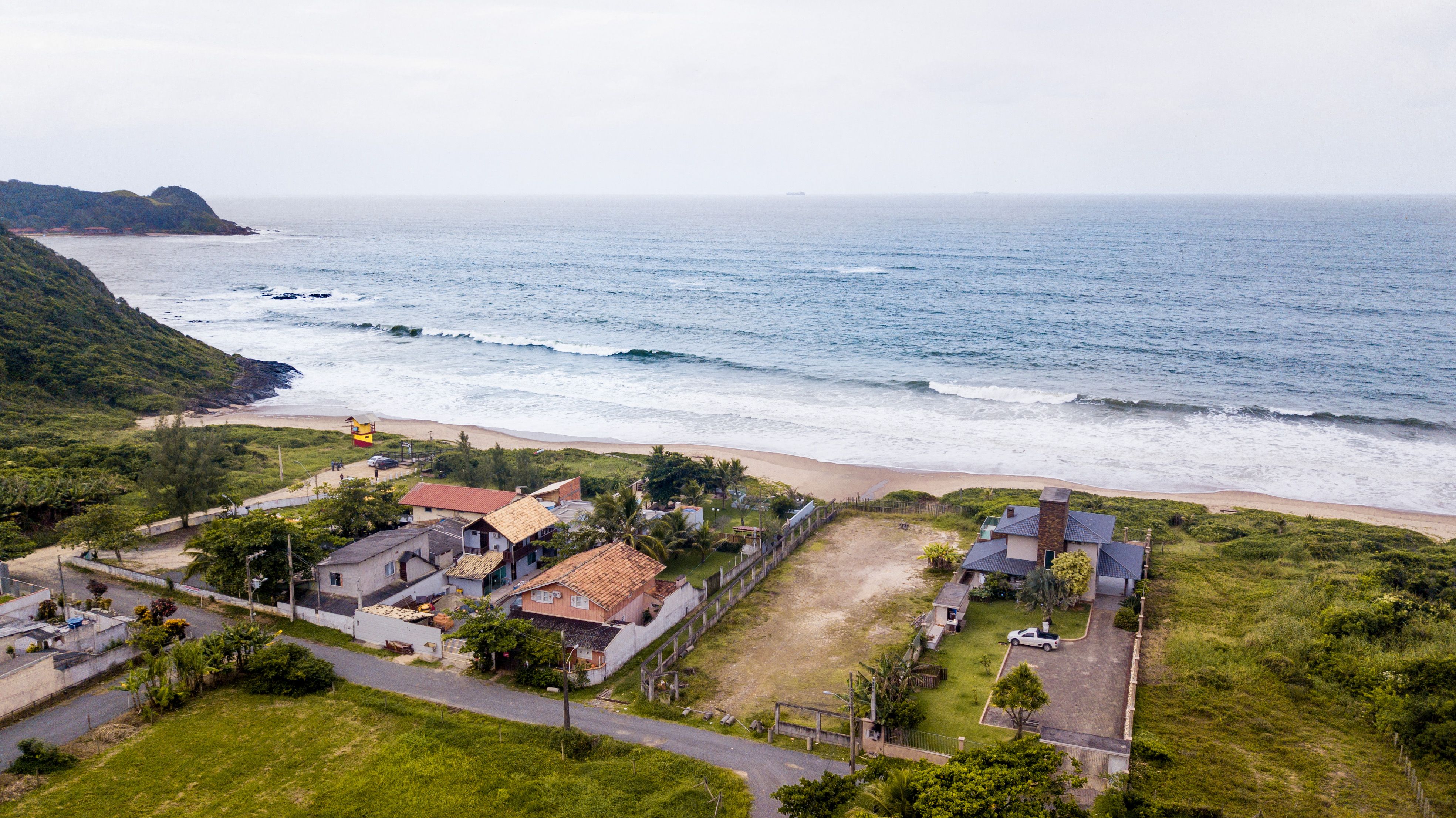 Balcony overlooking the Atlantic on the Santa Catarina coast at sunrise