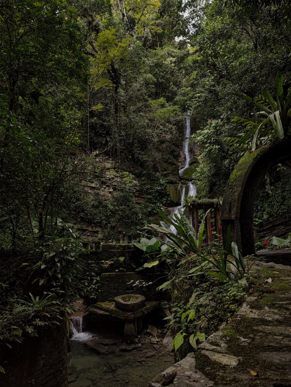 Jungle waterfall near the retreat area