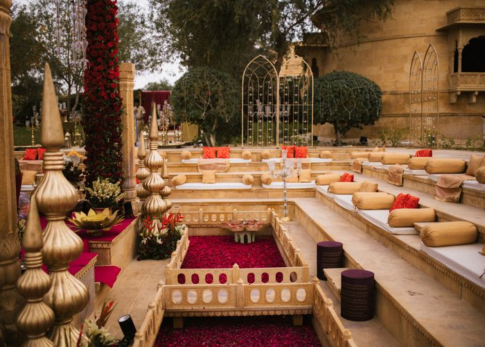 Luxurious Indian wedding seating and venue setup